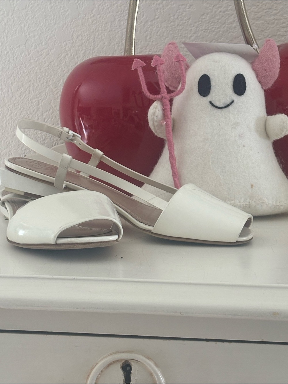 Tory Burch White Patent Open-Toe Slingback Sandals